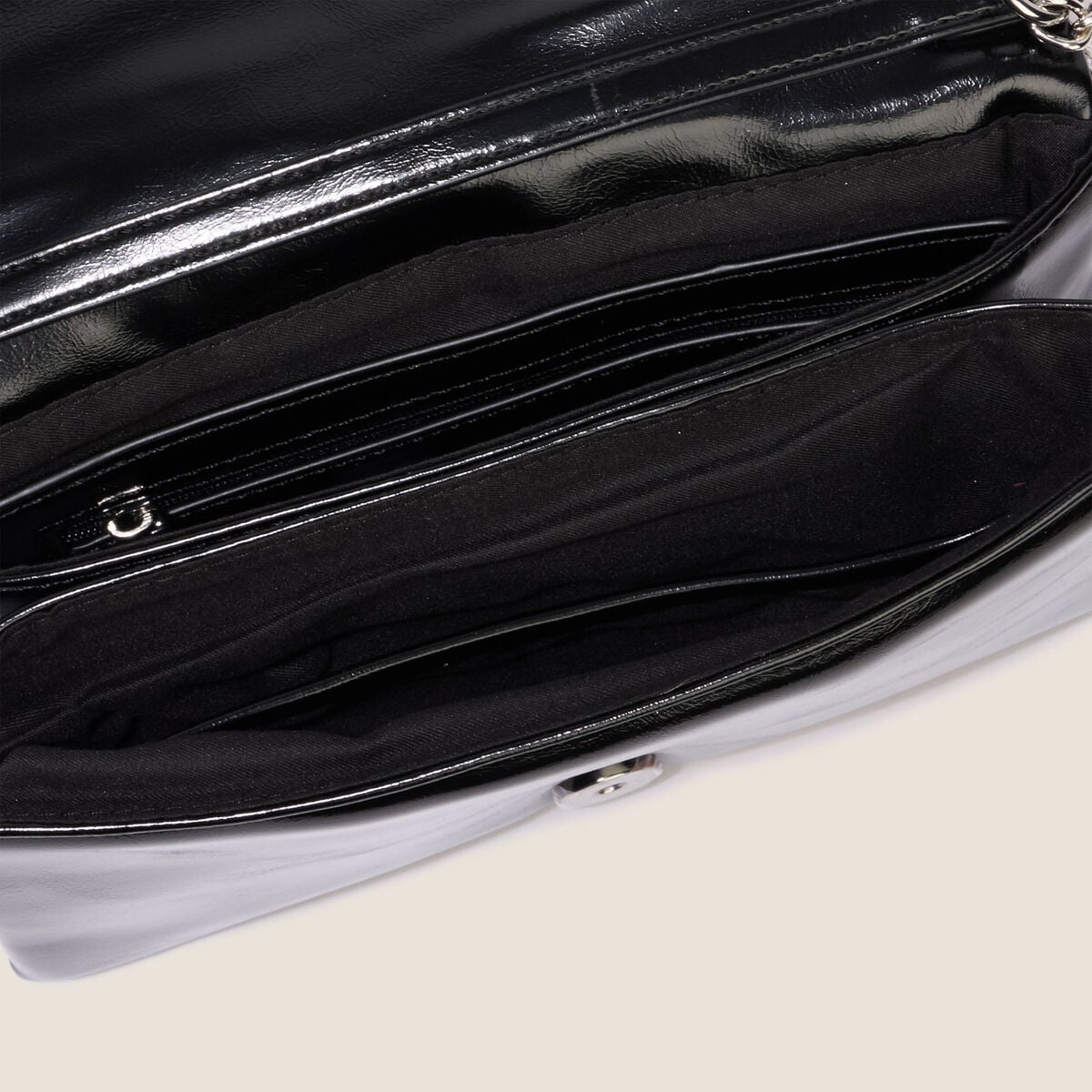 Sac bandouli&egrave;re &agrave; sequins doubl&eacute; noir femme