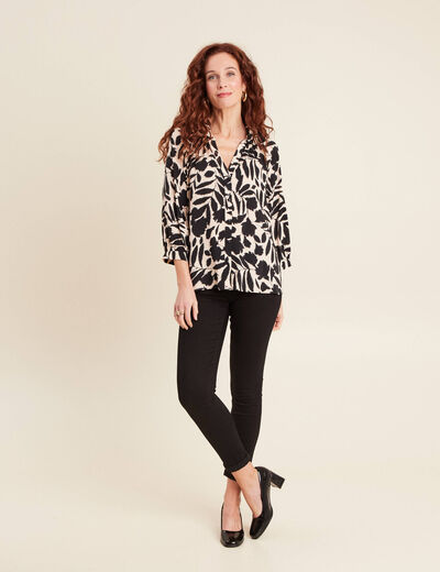 Chemise manches 3/4 noir femme