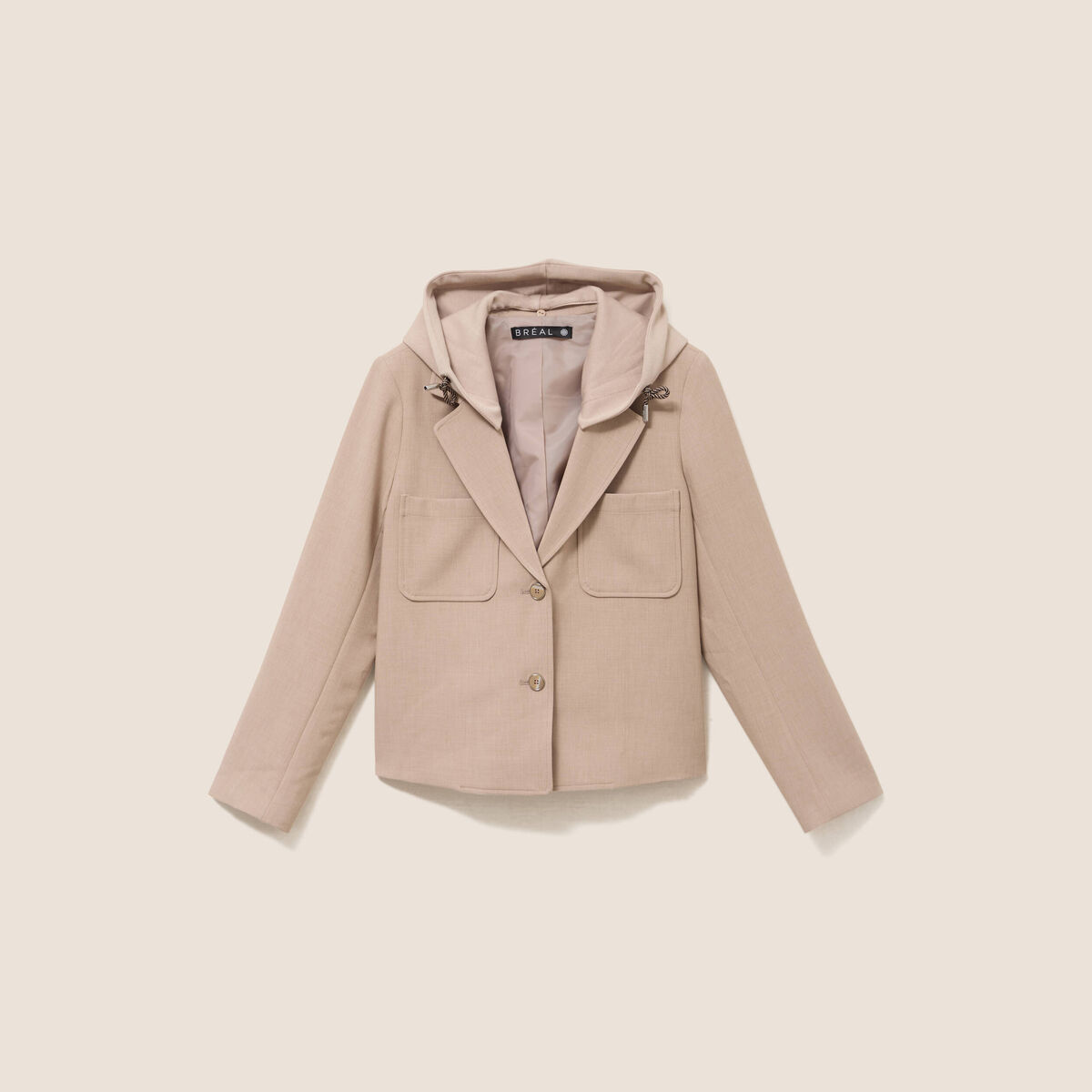 veste cintr&eacute;e doubl&eacute;e avec capuche beige femme