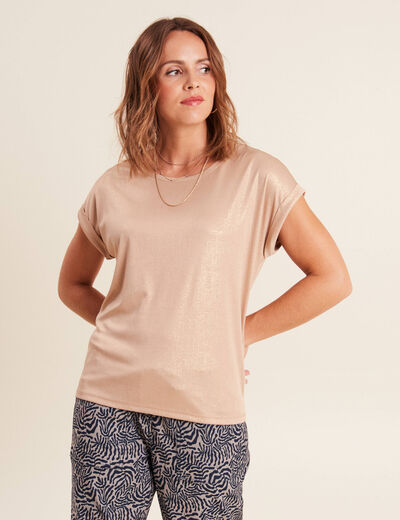 T-shirt manches courtes couleur or femme
