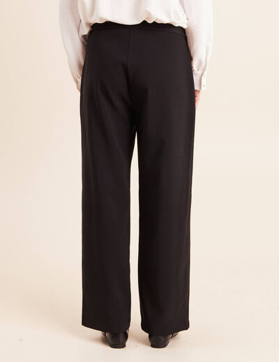 Pantalon fluide large taille haute noir femme
