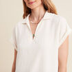 Blouse manches courtes ecru femme
