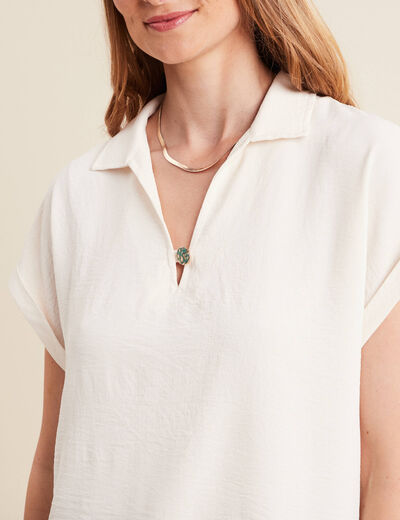 Blouse manches courtes ecru femme