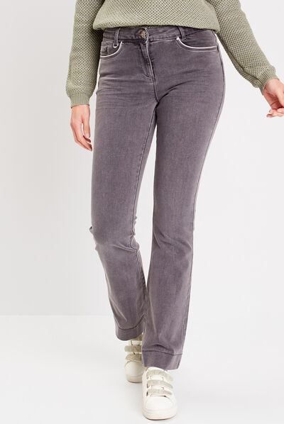 Pantalon bootcut denim gris femme