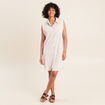 Robe droite courte sans manches fluide taupe femme