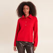 Pull col camionneur rouge femme