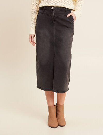 Jupe crayon en jean denim gris femme