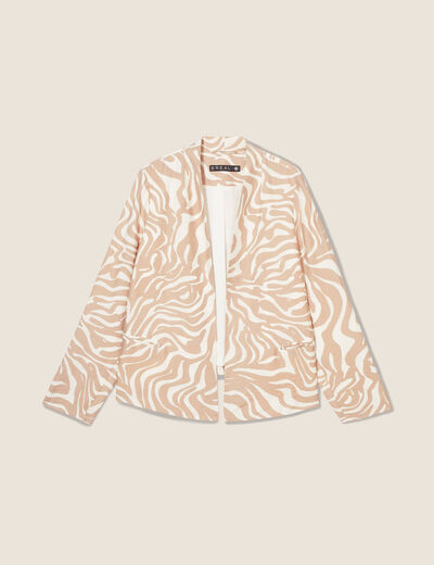 Veste droite manches longues beige femme