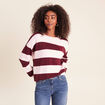 Pull col rond bordeaux femme