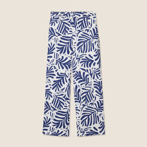 Pantalon flou taille haute blanc femme