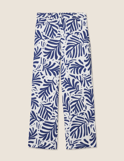 Pantalon flou taille haute blanc femme