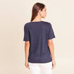 T-shirt droit col rond manches courtes bleu marine femme