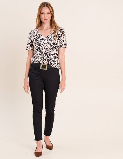 T-shirt col V manches courtes blanc femme