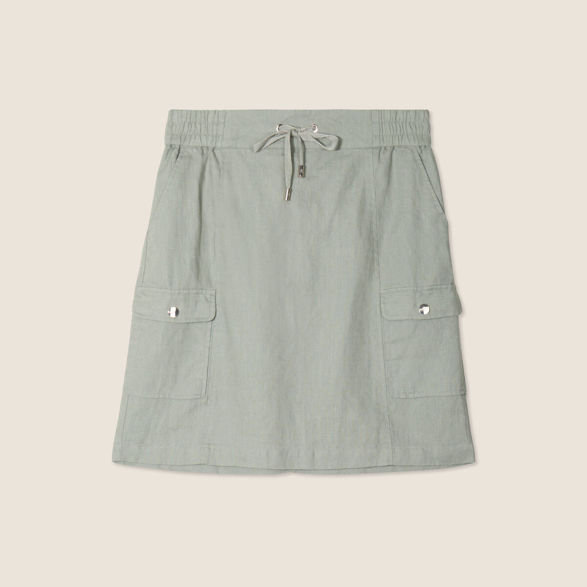 Jupe droite poches côtés vert clair femme