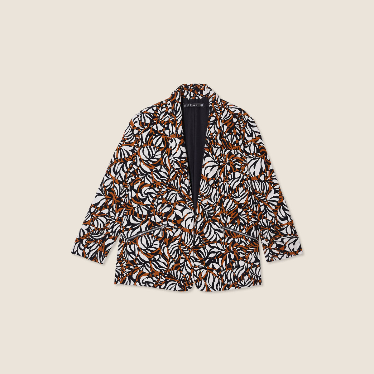 Veste tailleur col ch&acirc;le marron femme