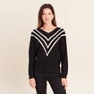 Pull col v noir femme