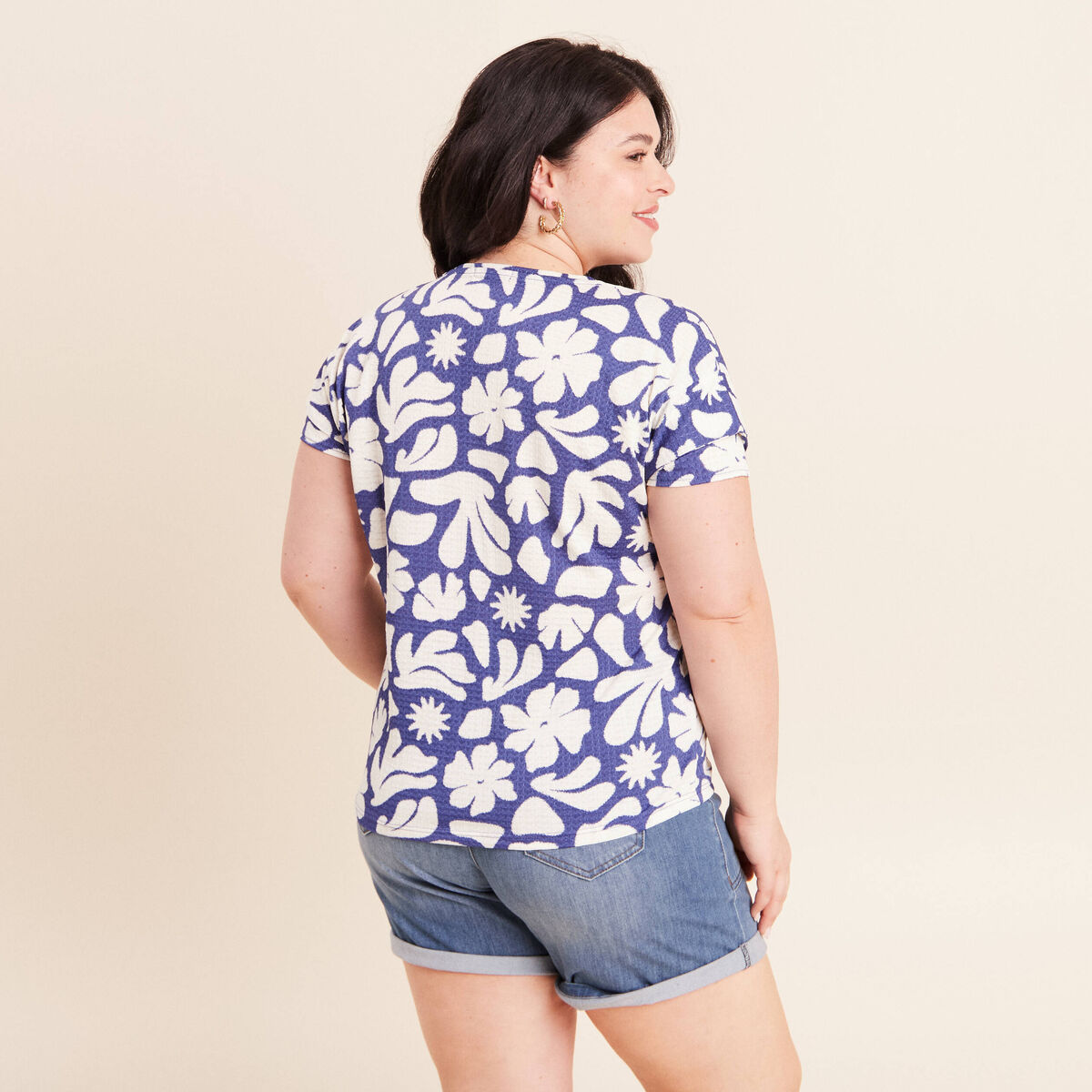 T-shirt manches courtes bleu femme