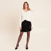 Pull en cachemire col v ecru femme
