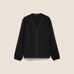 T-shirt col v manches longues noir femme