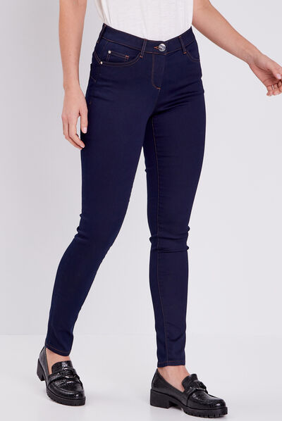 Pantalon léger taille basculée long denim brut femme