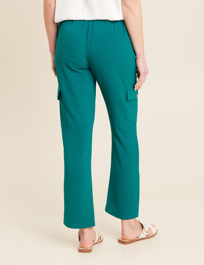 Pantalon flou cargo 7/8ème vert femme