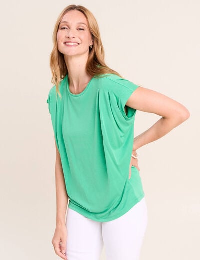 T-shirt droit col rond manches courtes vert menthe femme