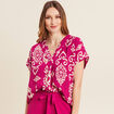 Blouse manches courtes rose fushia femme