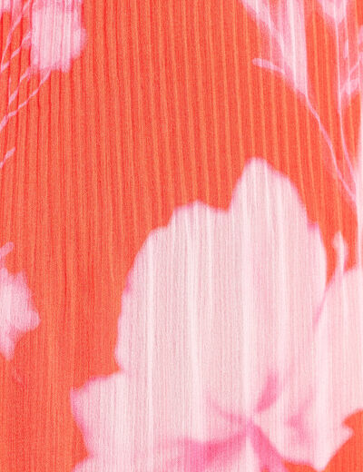 Robe courte &eacute;vas&eacute;e col v manches coudes rouge femme