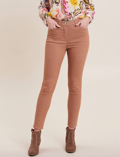 Pantalon léger taille haute 7/8ème marron femme