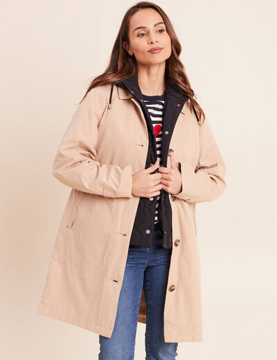 Trench doubl&eacute; satin&eacute; beige femme