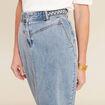 Jupe longue droite taille haute en jean denim double stone femme