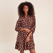 Robe courte &eacute;vas&eacute;e col chemise marron femme