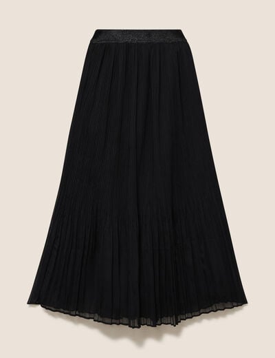 Jupe pliss&eacute;e doubl&eacute;e noir femme