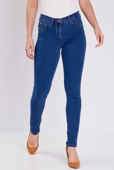 Pantalon léger taille basculée long denim double stone femme
