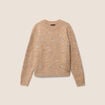 Pull col rond &agrave; sequins marron clair femme