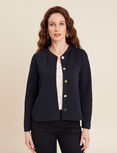 Gilet manches longues bleu foncé femme