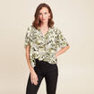 Blouse ample manches courtes fluide vert femme