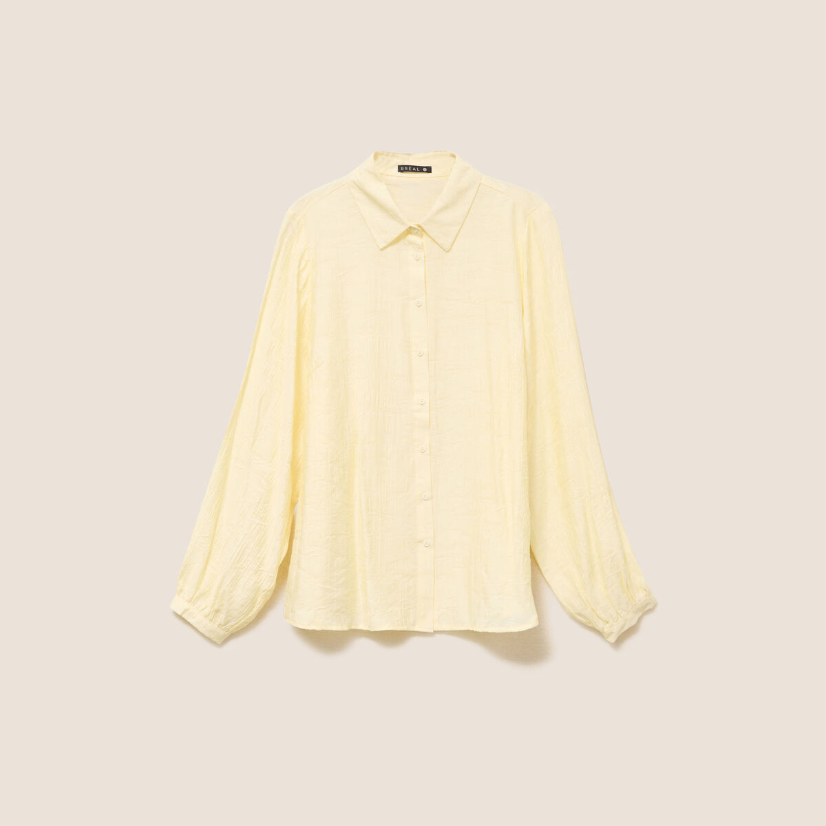 Chemise fluide manches longues jaune pastel femme