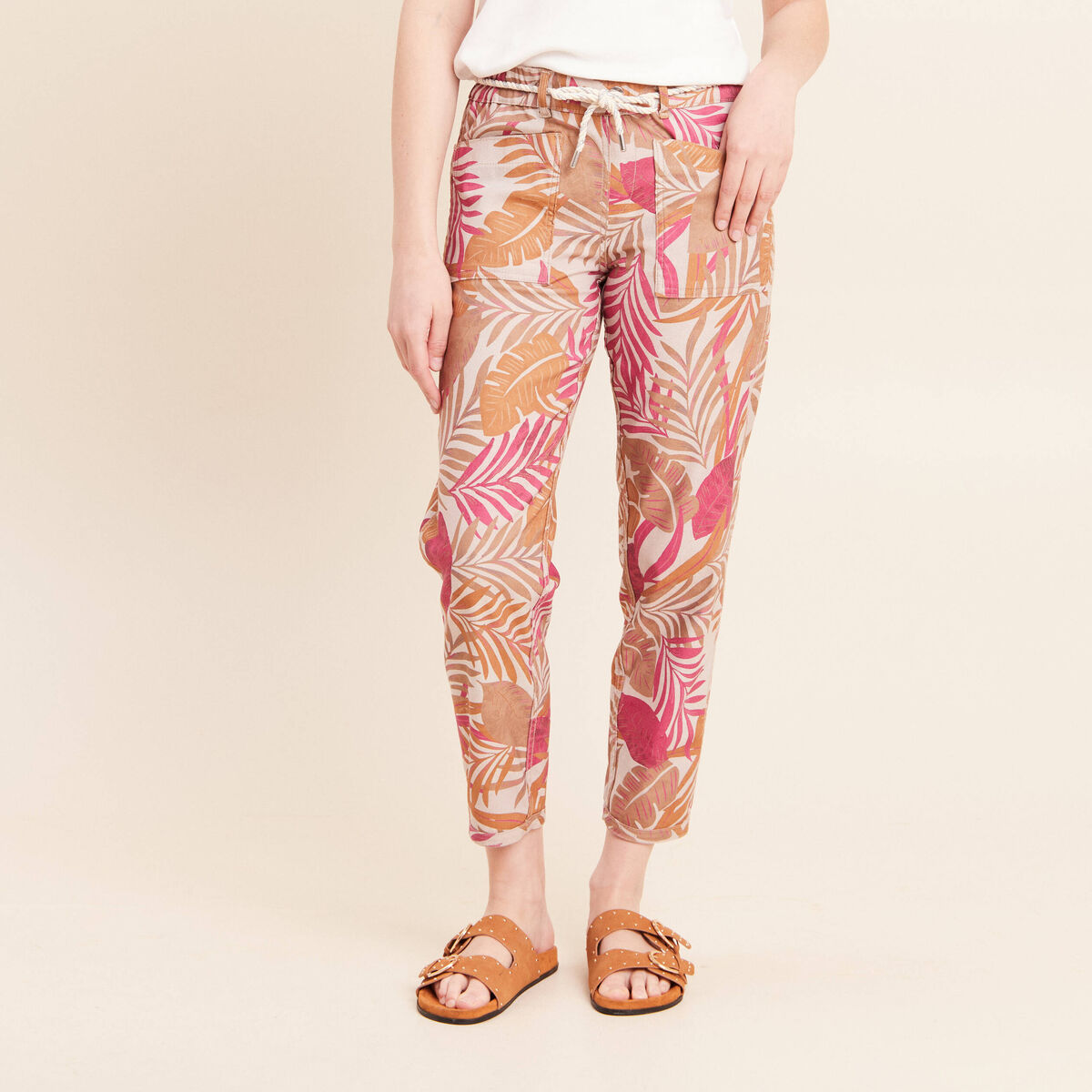 Pantalon droit r&eacute;versible marron femme