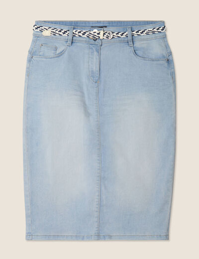 Jupe ajustée en jean denim double stone femme