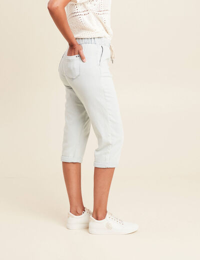 Pantalon jogpant 7/8ème en coton denim bleach femme
