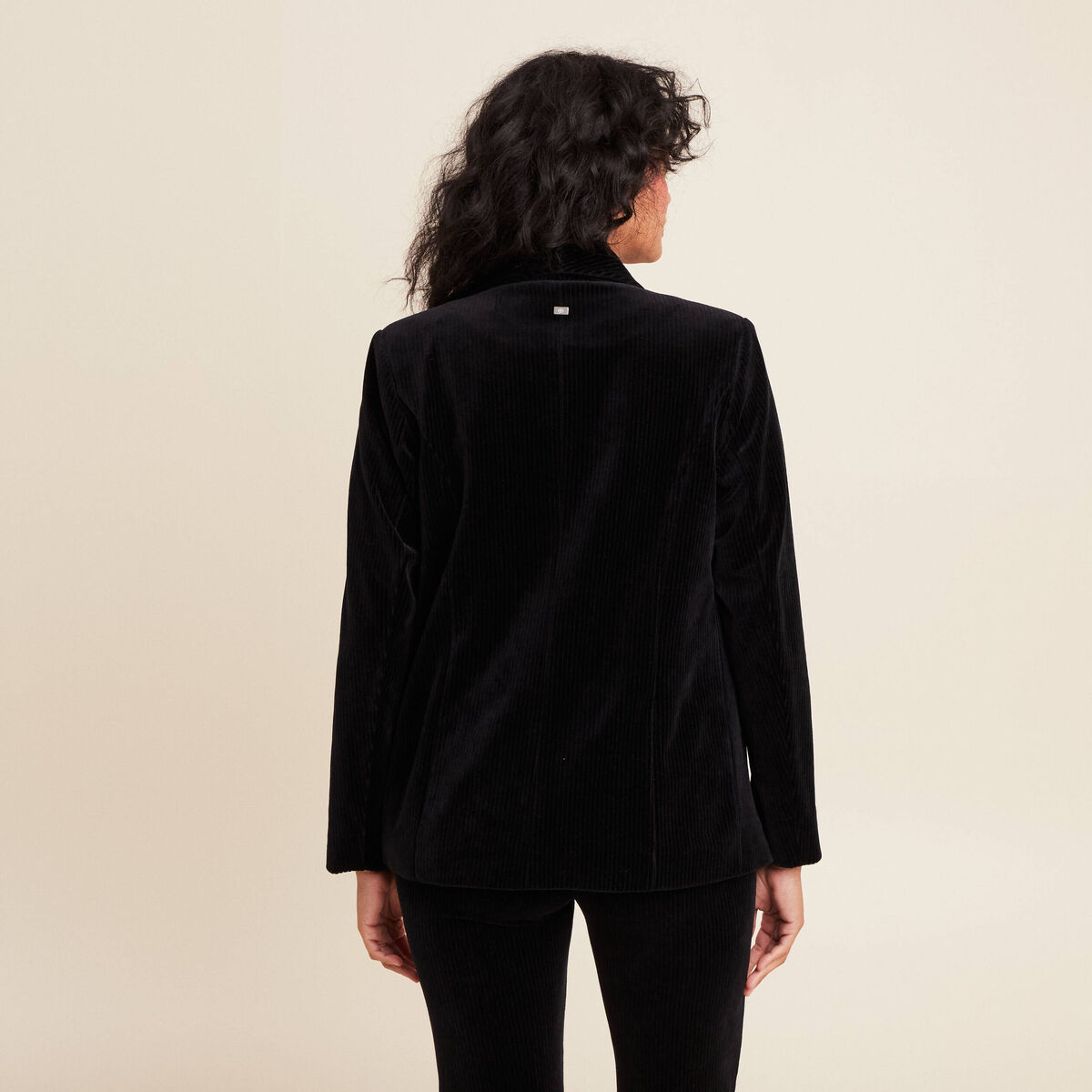 Veste tailleur velours noir femme