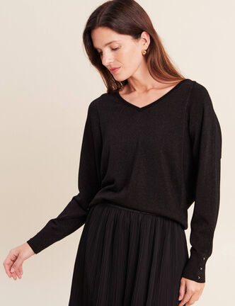 Pull manches longues noir femme