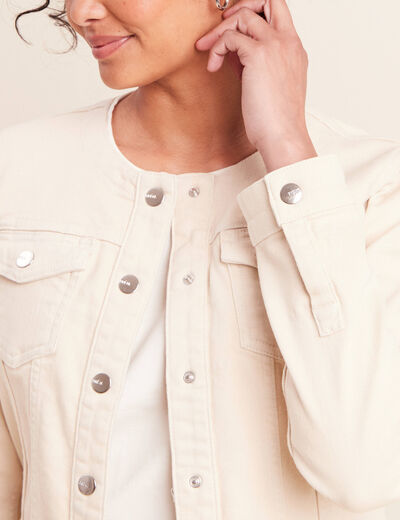 Veste cintr&eacute;e r&eacute;versible manches longues beige femme