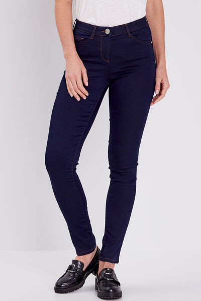 Pantalon léger taille basculée long denim brut femme