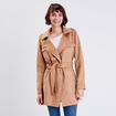 Trench droit effet suédine marron femme