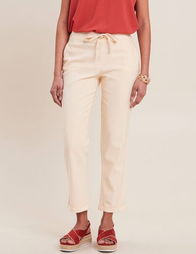 Pantalon carotte 7/8ème ivoire femme