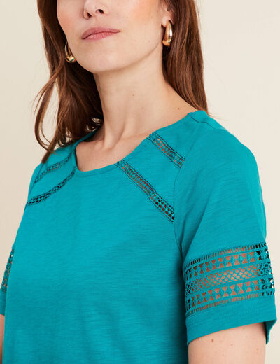 T-shirt manches courtes vert émeraude femme