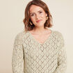 Pull manches longues ajouré vert femme
