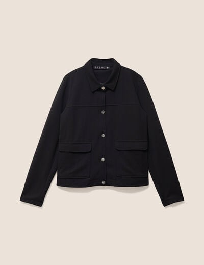 Veste courte droite manches longues noir femme